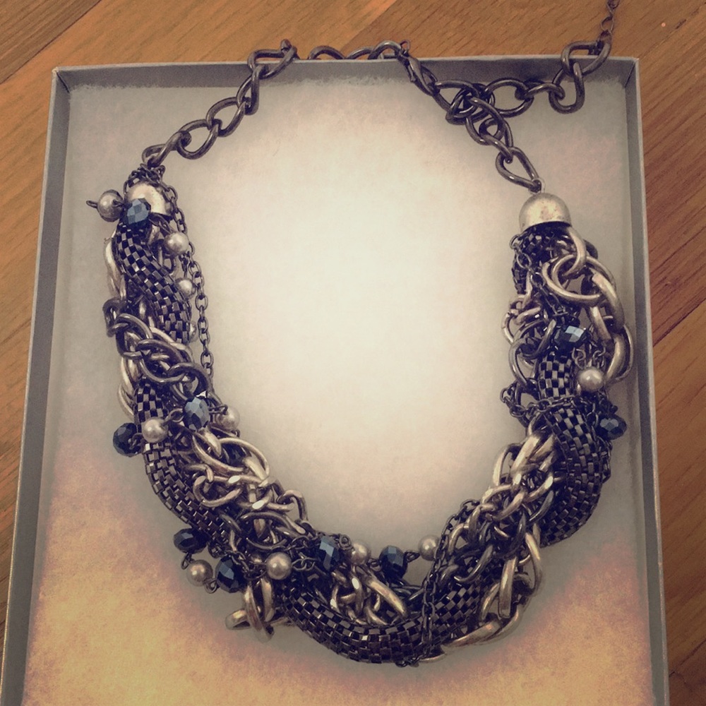 Beaded gray and silver necklace